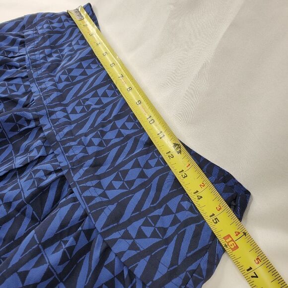 SILK 6 8 MADEWELL BLACK BLUE geometric print lined preppy mini SKIRT medium - Picture 2 of 11